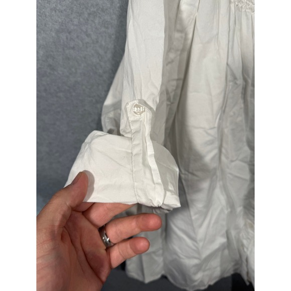 Harve Benard Blouse Womens 1X Button Down Top Embroidered 3/4 Sleeve White - Picture 5 of 9